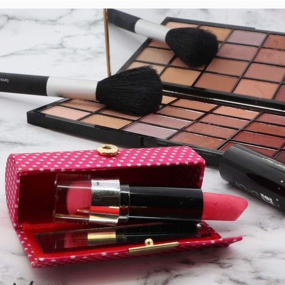 Pink polka dots lipstick case with mirror - Picture 2 of 4